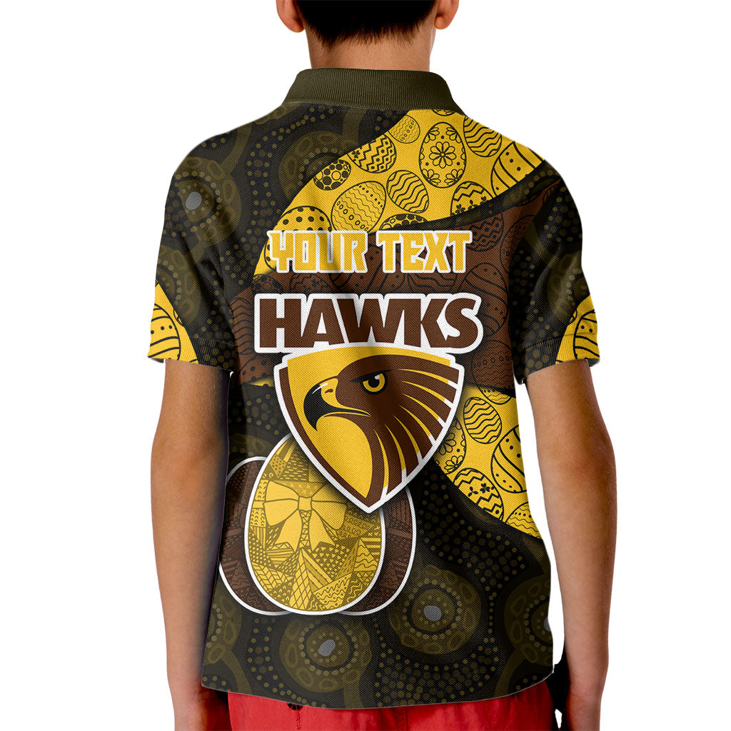Personalized Hawks Football Kid Polo Shirt Easter Egg Pattern Brown Gold Tribal Dot Art Style