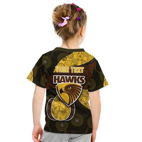 Personalized Hawks Football Kid T Shirt Easter Egg Pattern Brown Gold Tribal Dot Art Style