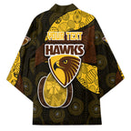 Personalized Hawks Football Kimono Easter Egg Pattern Brown Gold Tribal Dot Art Style