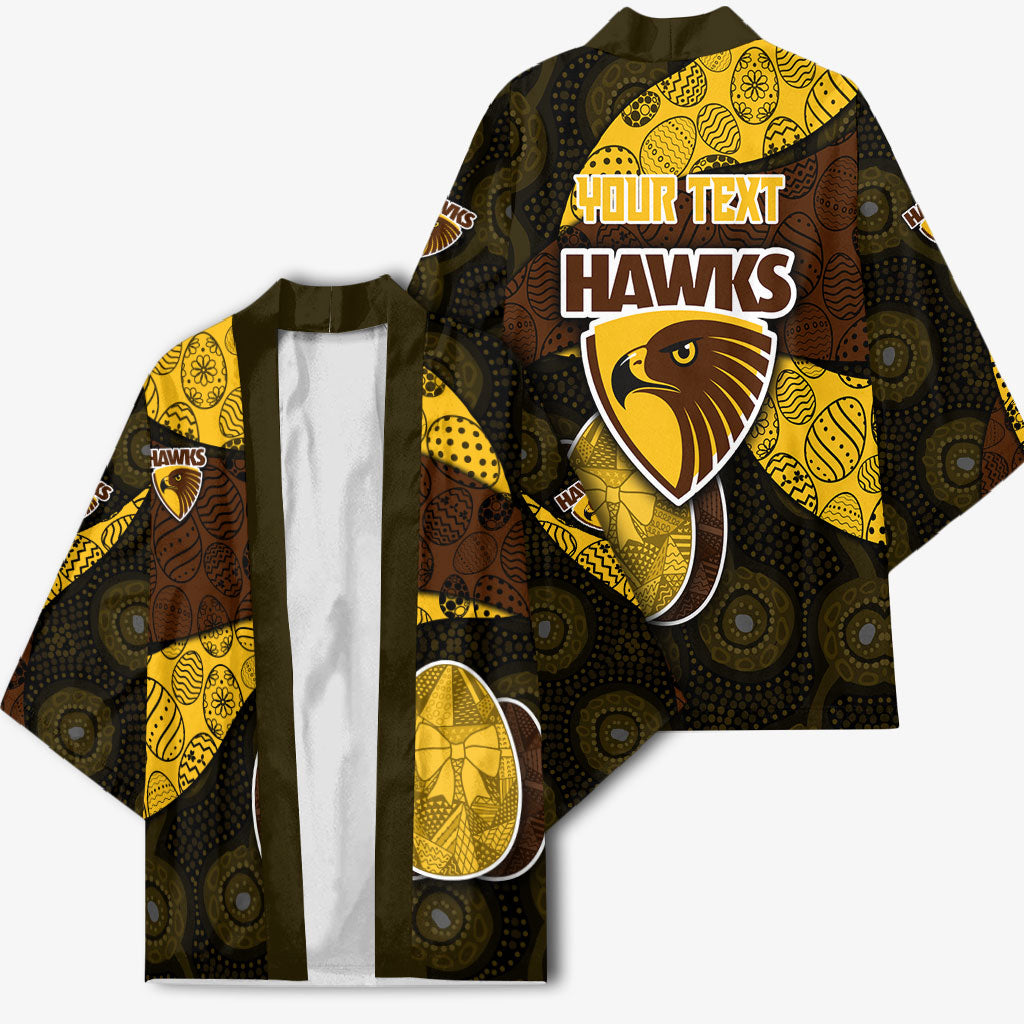 Personalized Hawks Football Kimono Easter Egg Pattern Brown Gold Tribal Dot Art Style