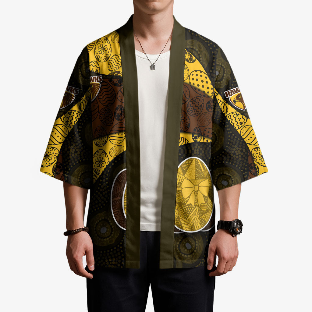 Personalized Hawks Football Kimono Easter Egg Pattern Brown Gold Tribal Dot Art Style