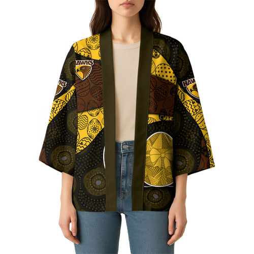 Personalized Hawks Football Kimono Easter Egg Pattern Brown Gold Tribal Dot Art Style