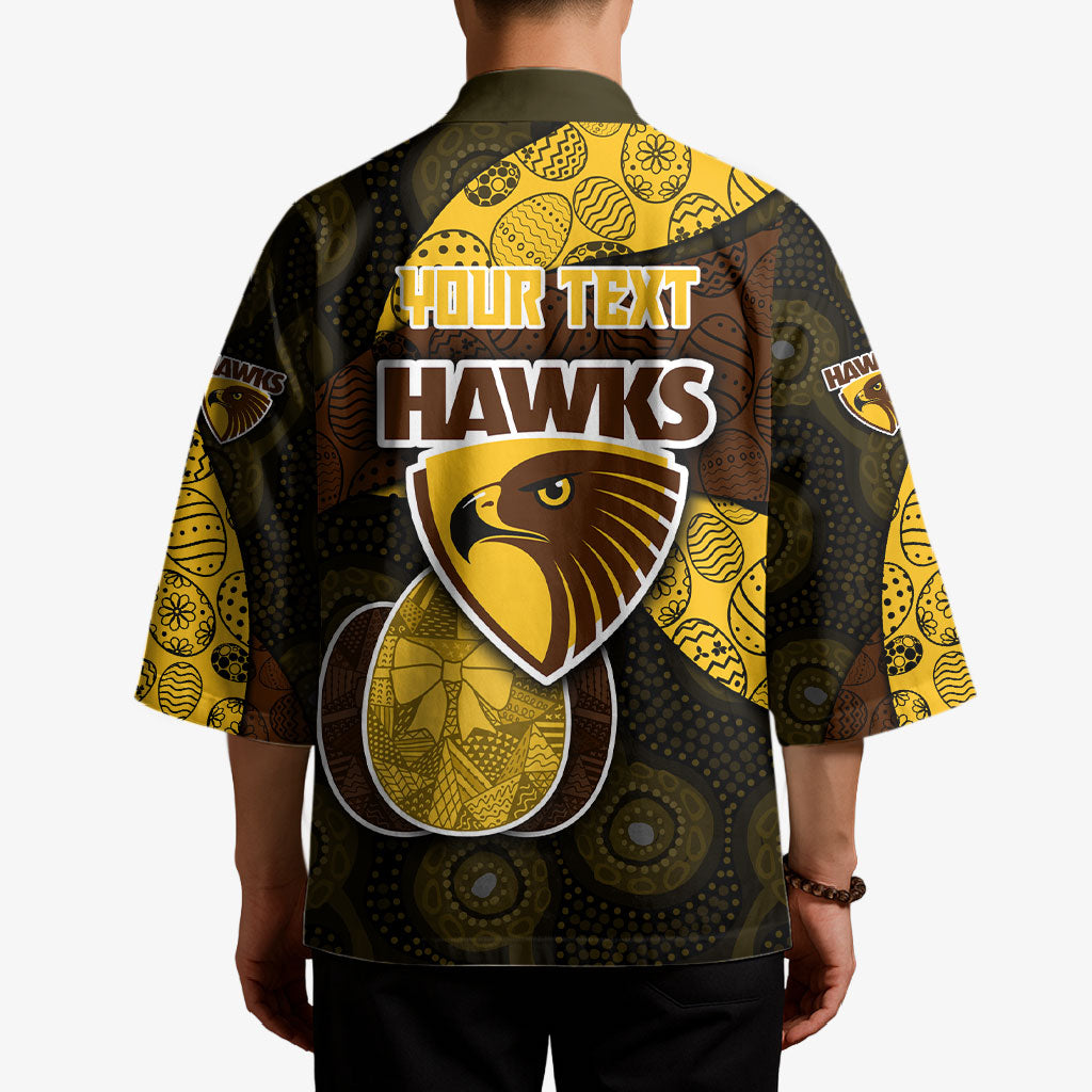 Personalized Hawks Football Kimono Easter Egg Pattern Brown Gold Tribal Dot Art Style
