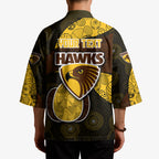 Personalized Hawks Football Kimono Easter Egg Pattern Brown Gold Tribal Dot Art Style