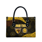 Personalized Hawks Football Leather Bag Easter Egg Pattern Brown Gold Tribal Dot Art Style