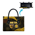 Personalized Hawks Football Leather Bag Easter Egg Pattern Brown Gold Tribal Dot Art Style