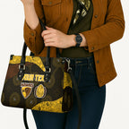 Personalized Hawks Football Leather Bag Easter Egg Pattern Brown Gold Tribal Dot Art Style