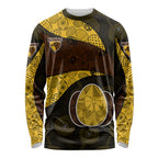 Personalized Hawks Football Long Sleeve Shirt Easter Egg Pattern Brown Gold Tribal Dot Art Style