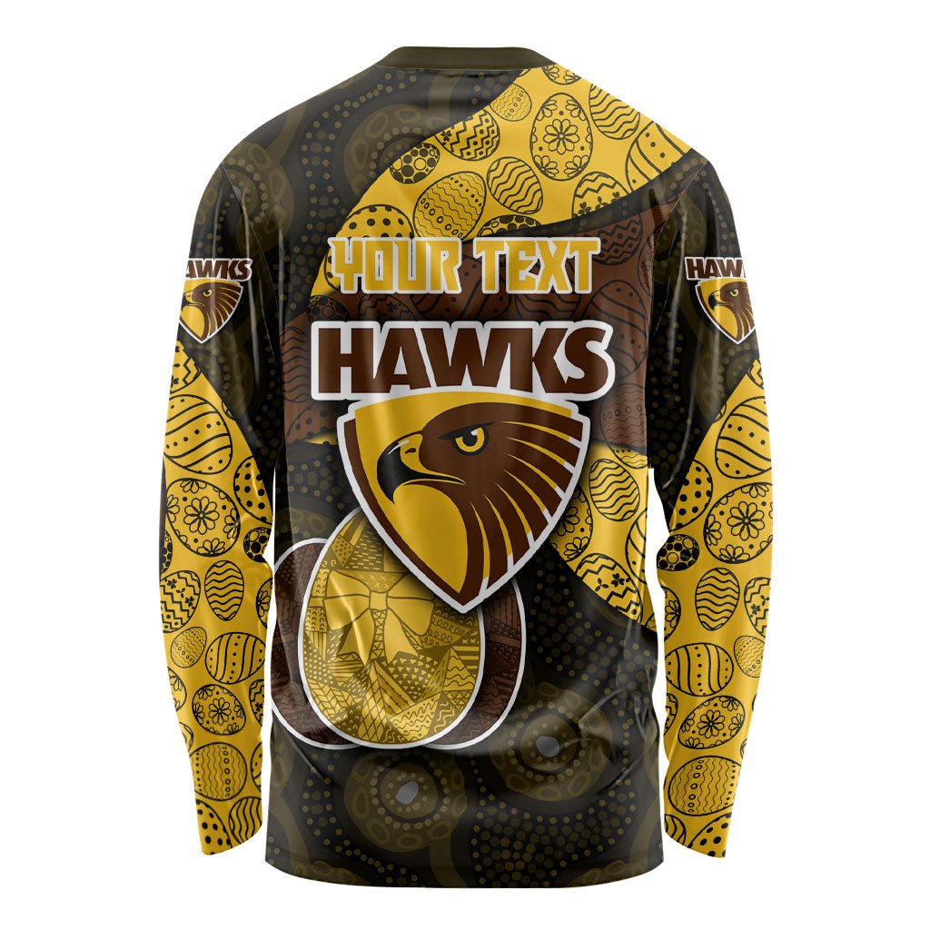Personalized Hawks Football Long Sleeve Shirt Easter Egg Pattern Brown Gold Tribal Dot Art Style
