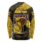 Personalized Hawks Football Long Sleeve Shirt Easter Egg Pattern Brown Gold Tribal Dot Art Style