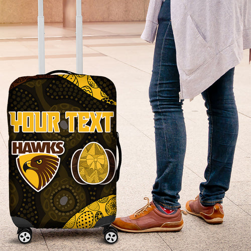 Personalized Hawks Football Luggage Cover Easter Egg Pattern Brown Gold Tribal Dot Art Style