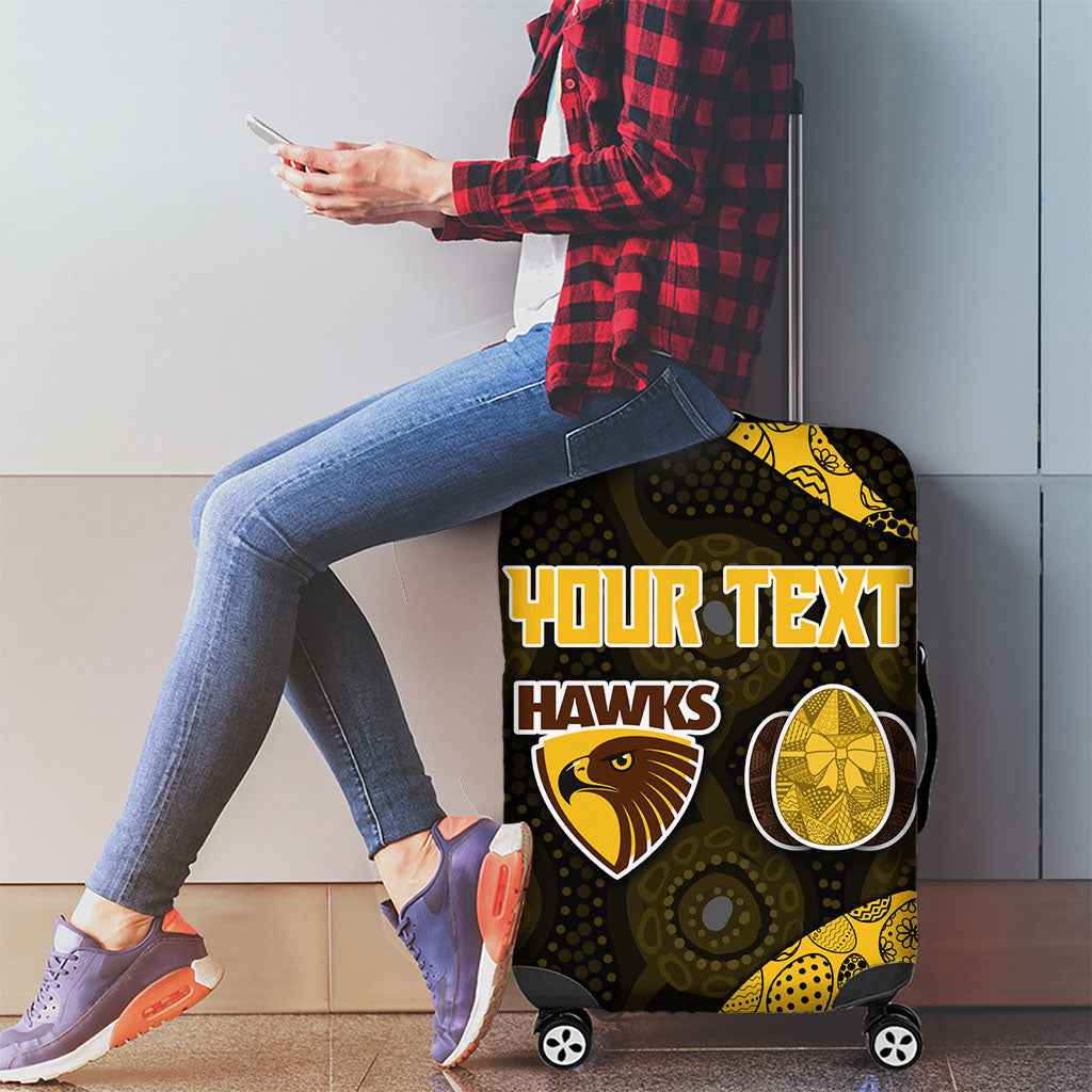 Personalized Hawks Football Luggage Cover Easter Egg Pattern Brown Gold Tribal Dot Art Style