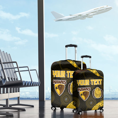 Personalized Hawks Football Luggage Cover Easter Egg Pattern Brown Gold Tribal Dot Art Style