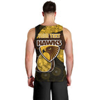 Personalized Hawks Football Men Tank Top Easter Egg Pattern Brown Gold Tribal Dot Art Style