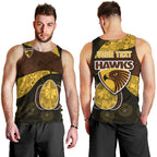 Personalized Hawks Football Men Tank Top Easter Egg Pattern Brown Gold Tribal Dot Art Style