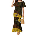 Personalized Hawks Football Mermaid Dress Easter Egg Pattern Brown Gold Tribal Dot Art Style