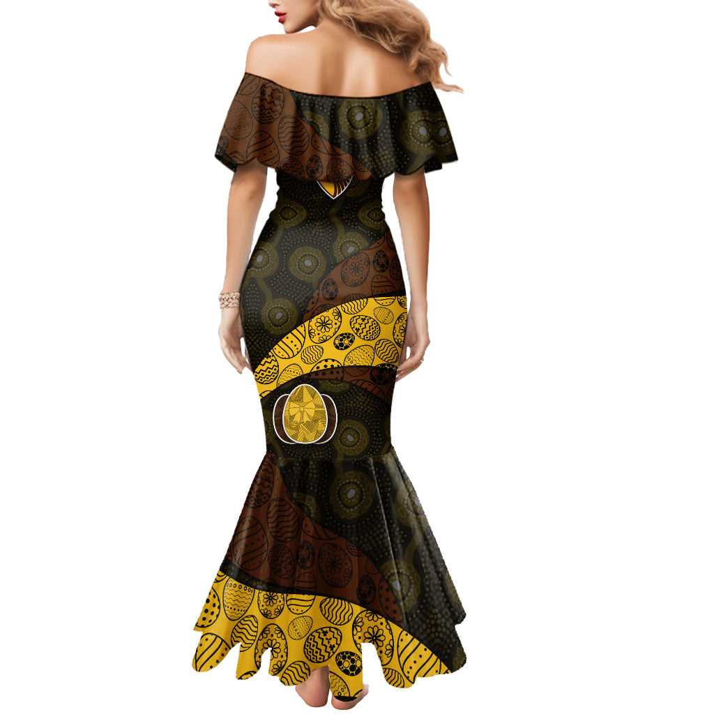 Personalized Hawks Football Mermaid Dress Easter Egg Pattern Brown Gold Tribal Dot Art Style