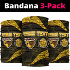 Personalized Hawks Football Neck Gaiter Easter Egg Pattern Brown Gold Tribal Dot Art Style
