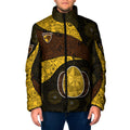 Personalized Hawks Football Padded Jacket Easter Egg Pattern Brown Gold Tribal Dot Art Style