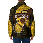 Personalized Hawks Football Padded Jacket Easter Egg Pattern Brown Gold Tribal Dot Art Style