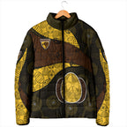 Personalized Hawks Football Padded Jacket Easter Egg Pattern Brown Gold Tribal Dot Art Style