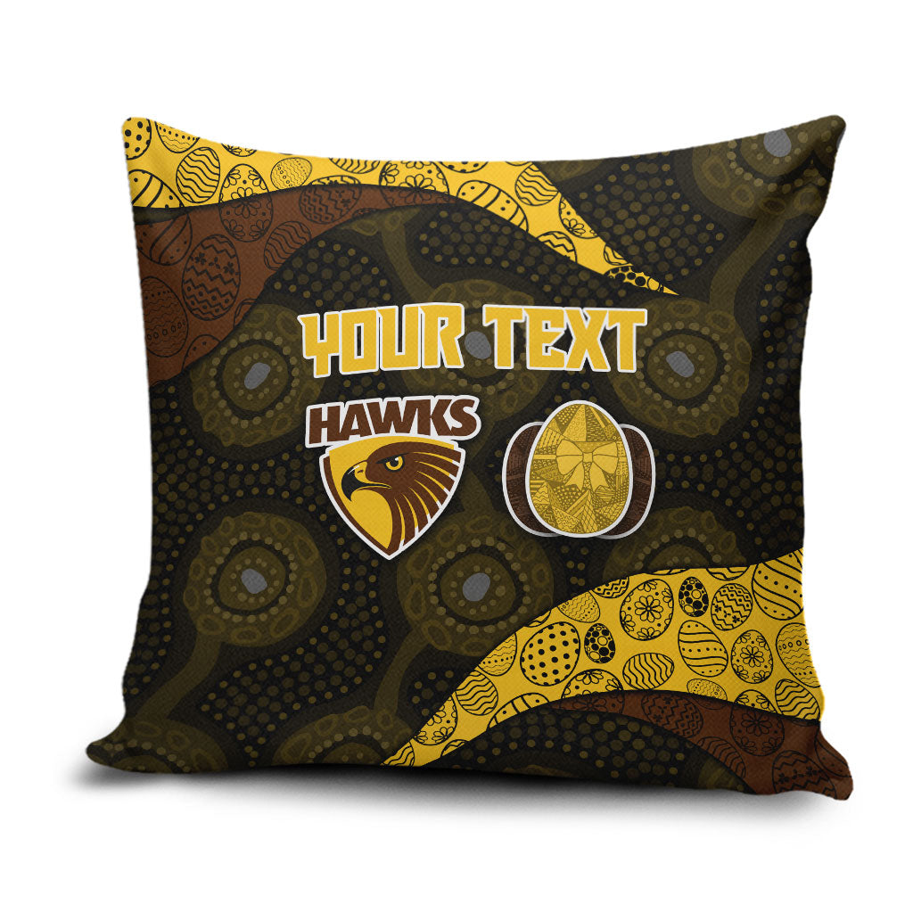 Personalized Hawks Football Pillow Cover Easter Egg Pattern Brown Gold Tribal Dot Art Style