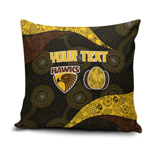 Personalized Hawks Football Pillow Cover Easter Egg Pattern Brown Gold Tribal Dot Art Style