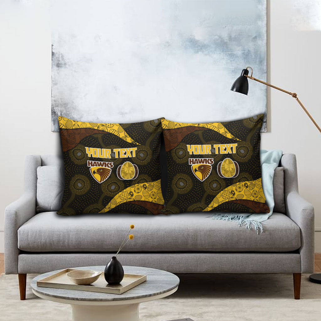 Personalized Hawks Football Pillow Cover Easter Egg Pattern Brown Gold Tribal Dot Art Style