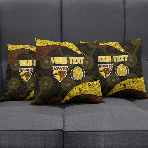 Personalized Hawks Football Pillow Cover Easter Egg Pattern Brown Gold Tribal Dot Art Style