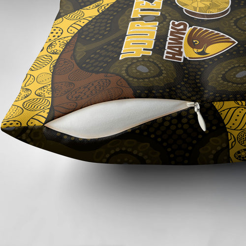 Personalized Hawks Football Pillow Cover Easter Egg Pattern Brown Gold Tribal Dot Art Style