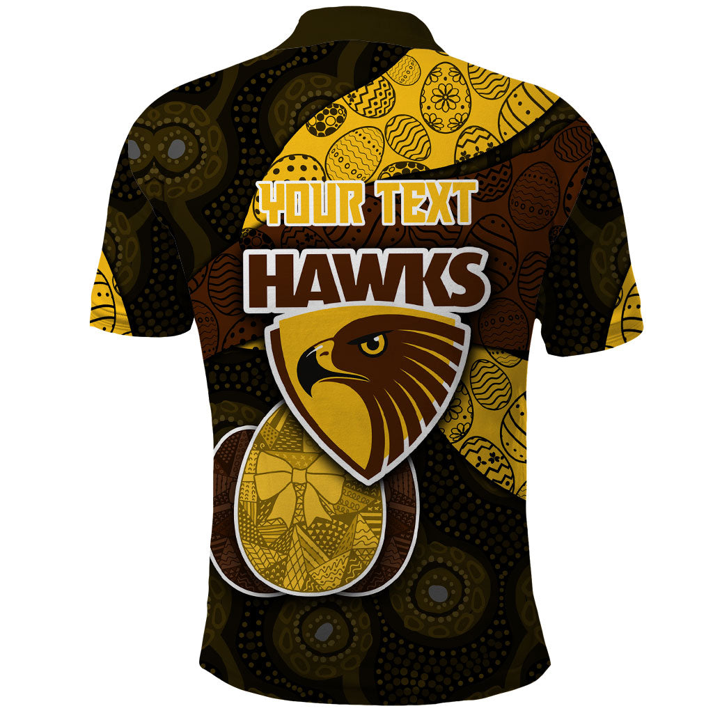 Personalized Hawks Football Polo Shirt Easter Egg Pattern Brown Gold Tribal Dot Art Style