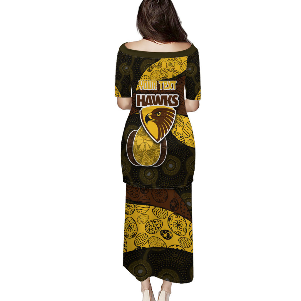 Personalized Hawks Football Puletasi Easter Egg Pattern Brown Gold Tribal Dot Art Style