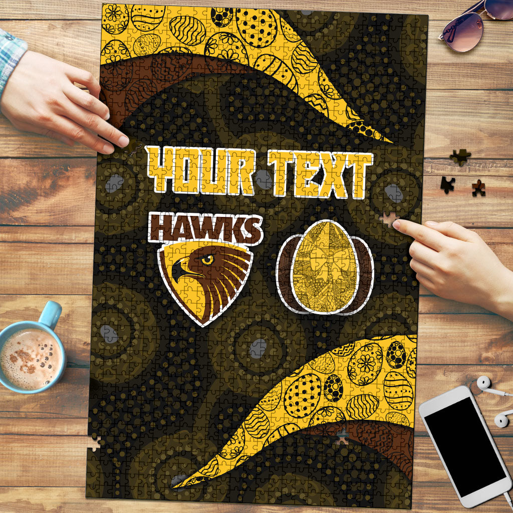 Personalized Hawks Football Puzzle Easter Egg Pattern Brown Gold Tribal Dot Art Style