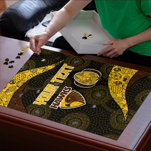 Personalized Hawks Football Puzzle Easter Egg Pattern Brown Gold Tribal Dot Art Style