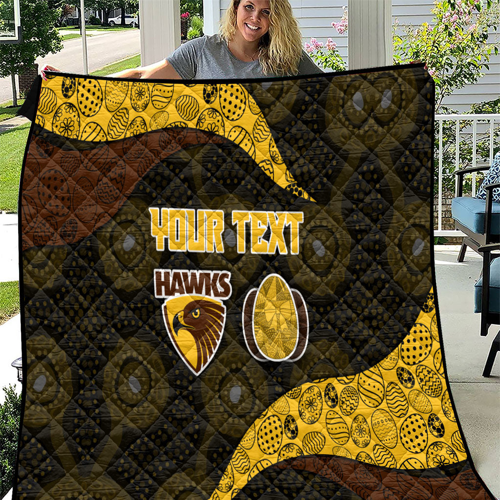 Personalized Hawks Football Quilt Easter Egg Pattern Brown Gold Tribal Dot Art Style