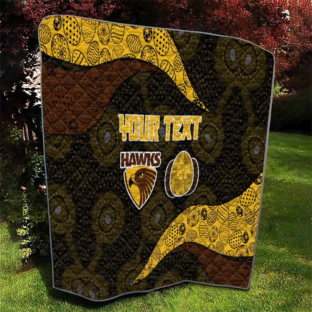 Personalized Hawks Football Quilt Easter Egg Pattern Brown Gold Tribal Dot Art Style