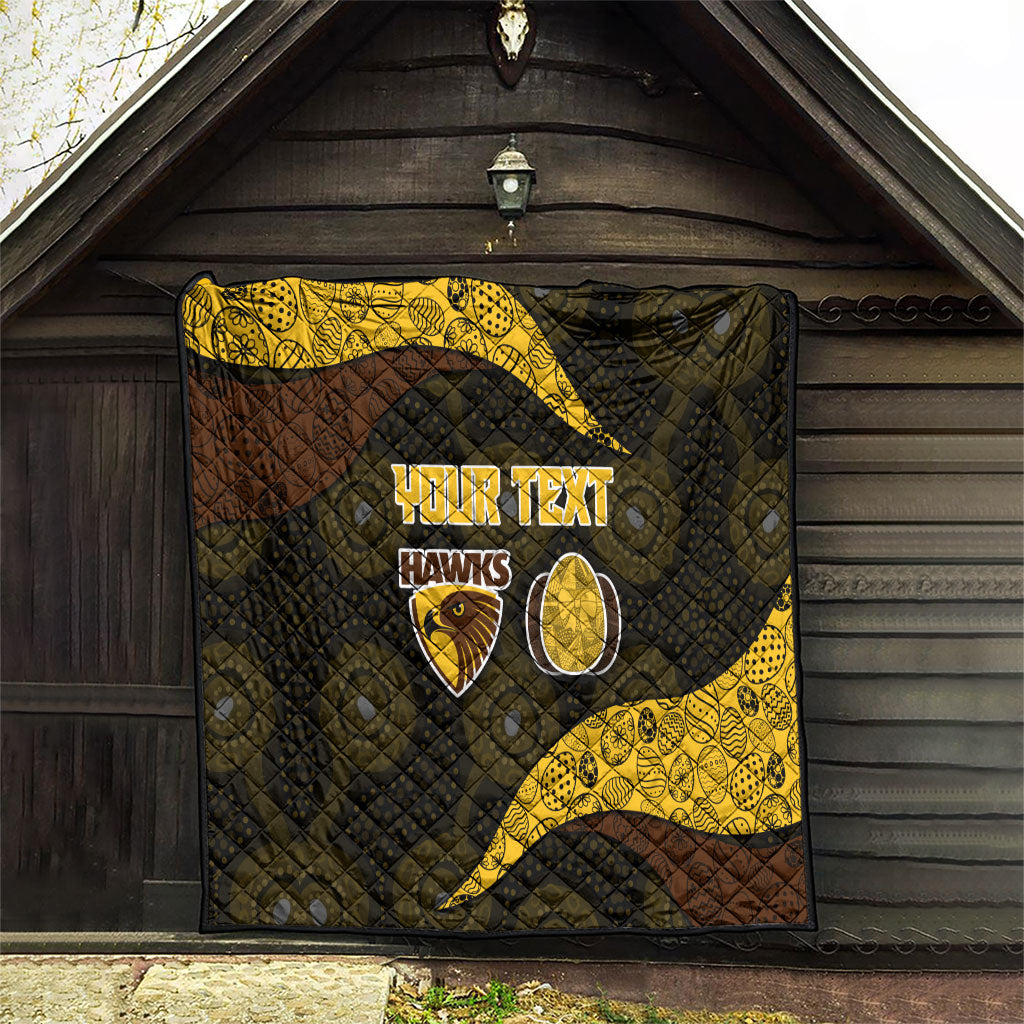 Personalized Hawks Football Quilt Easter Egg Pattern Brown Gold Tribal Dot Art Style