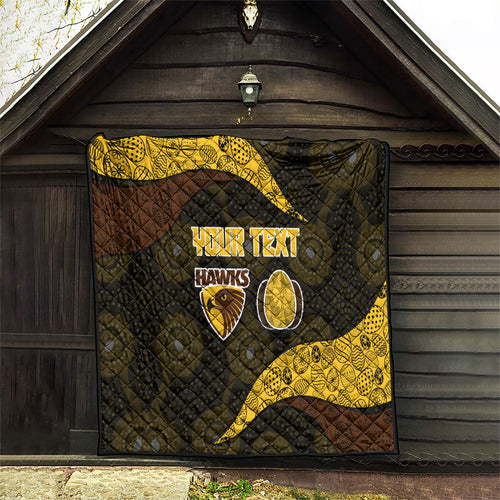 Personalized Hawks Football Quilt Easter Egg Pattern Brown Gold Tribal Dot Art Style