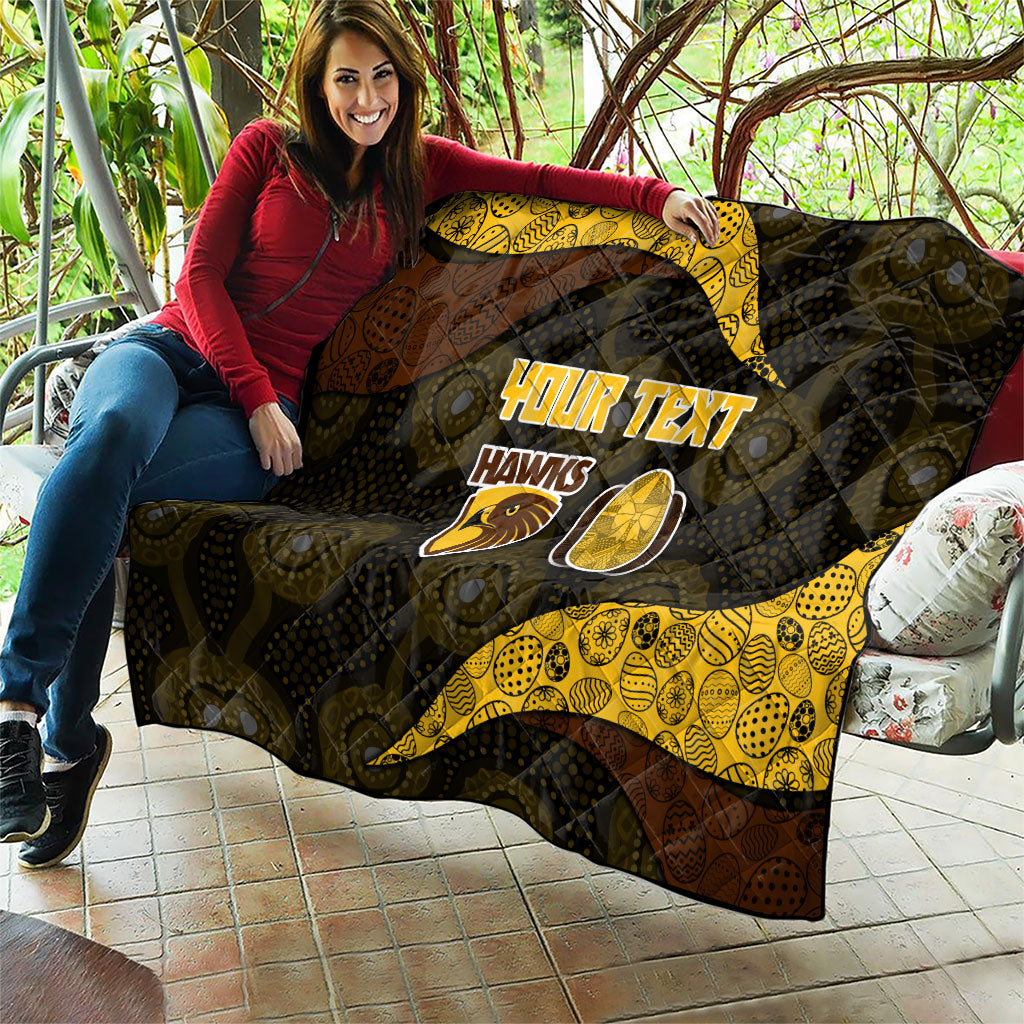 Personalized Hawks Football Quilt Easter Egg Pattern Brown Gold Tribal Dot Art Style