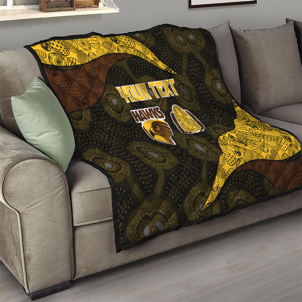 Personalized Hawks Football Quilt Easter Egg Pattern Brown Gold Tribal Dot Art Style