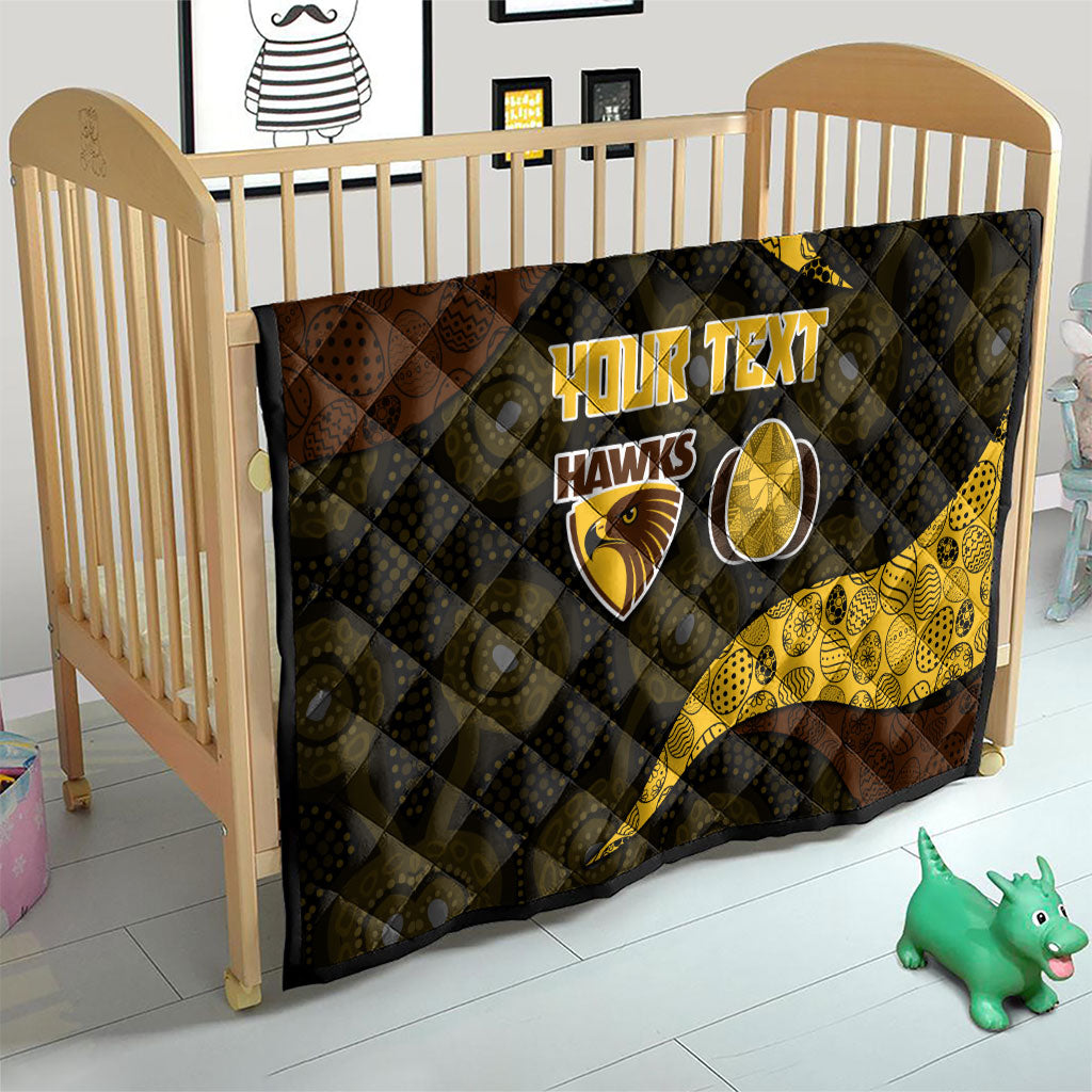 Personalized Hawks Football Quilt Easter Egg Pattern Brown Gold Tribal Dot Art Style