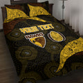 Personalized Hawks Football Quilt Bed Set Easter Egg Pattern Brown Gold Tribal Dot Art Style