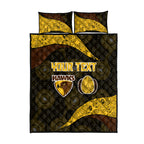 Personalized Hawks Football Quilt Bed Set Easter Egg Pattern Brown Gold Tribal Dot Art Style