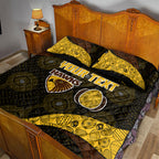 Personalized Hawks Football Quilt Bed Set Easter Egg Pattern Brown Gold Tribal Dot Art Style