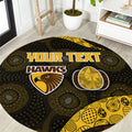 Personalized Hawks Football Round Carpet Easter Egg Pattern Brown Gold Tribal Dot Art Style