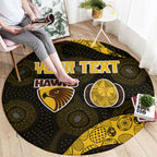 Personalized Hawks Football Round Carpet Easter Egg Pattern Brown Gold Tribal Dot Art Style