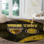Personalized Hawks Football Round Carpet Easter Egg Pattern Brown Gold Tribal Dot Art Style