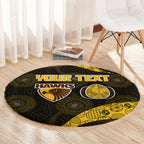 Personalized Hawks Football Round Carpet Easter Egg Pattern Brown Gold Tribal Dot Art Style