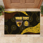 Personalized Hawks Football Rubber Doormat Easter Egg Pattern Brown Gold Tribal Dot Art Style