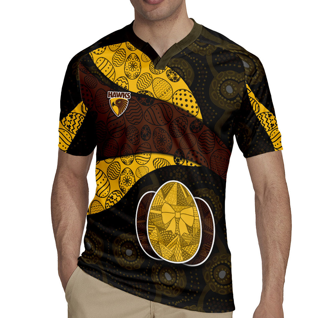 Personalized Hawks Football Rugby Jersey Easter Egg Pattern Brown Gold Tribal Dot Art Style